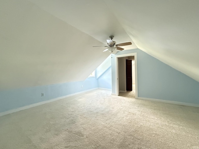 2844 Jarman Hollow Rd, Palmyra, TN 37142 - additional living space with ceiling fan, light carpet, and lofted ceiling