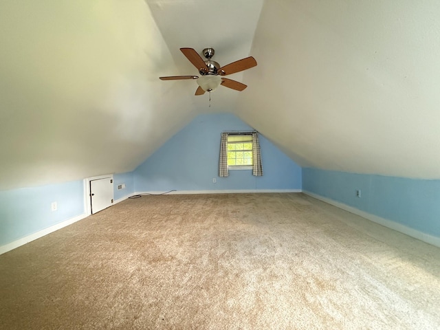 2844 Jarman Hollow Rd, Palmyra, TN 37142 - bonus room with carpet floors, a ceiling fan, and vaulted ceiling