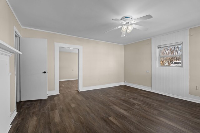420 E State St E, Murfreesboro, TN 37130 - spare room with dark wood-style floors, crown molding, and a ceiling fan