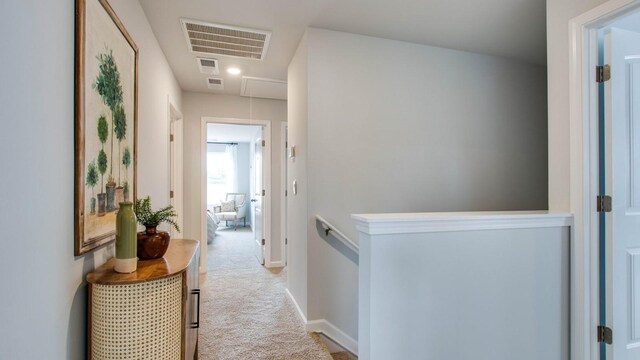 4910 Mowbray Way, Murfreesboro, TN 37129 - corridor featuring attic access, carpet flooring, and an upstairs landing