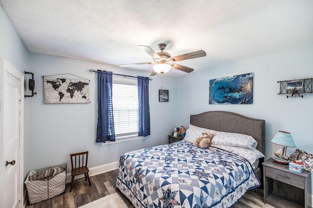 305 Bryant St, Watertown, TN 37184 - bedroom with wood finished floors, ceiling fan, and a textured ceiling