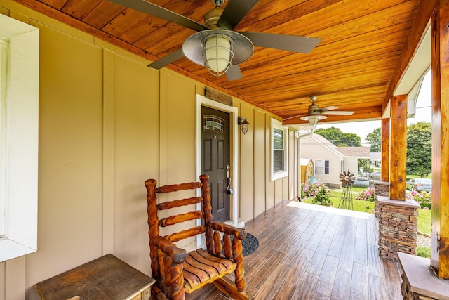305 Bryant St, Watertown, TN 37184 - wooden porch with a ceiling fan