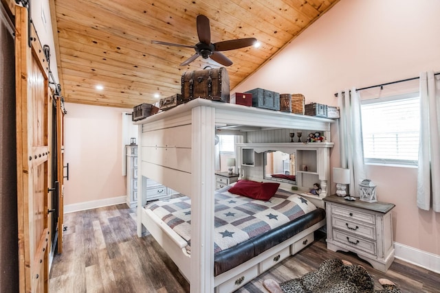 305 Bryant St, Watertown, TN 37184 - bedroom with wood ceiling, wood finished floors, lofted ceiling, and recessed lighting