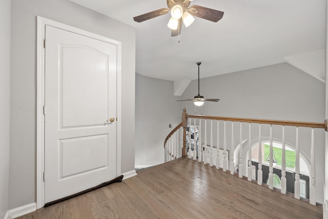 3723 Reed Rd, Indian Mound, TN 37079 - unfurnished room with ceiling fan, wood finished floors, and vaulted ceiling
