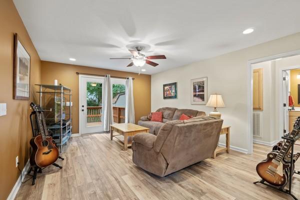 414 Grace St, Springfield, TN 37172 - living room featuring ceiling fan, light wood finished floors, and recessed lighting