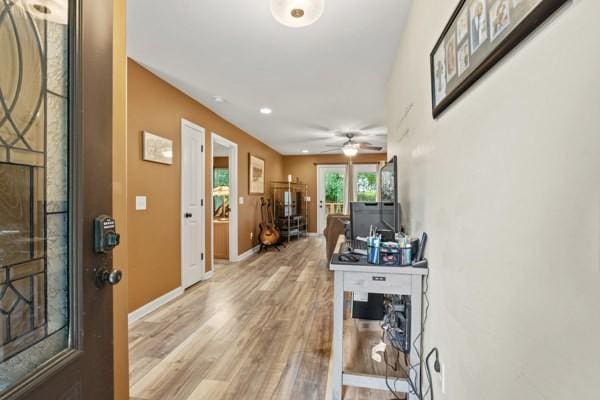 414 Grace St, Springfield, TN 37172 - foyer entrance featuring wood finished floors, recessed lighting, and ceiling fan
