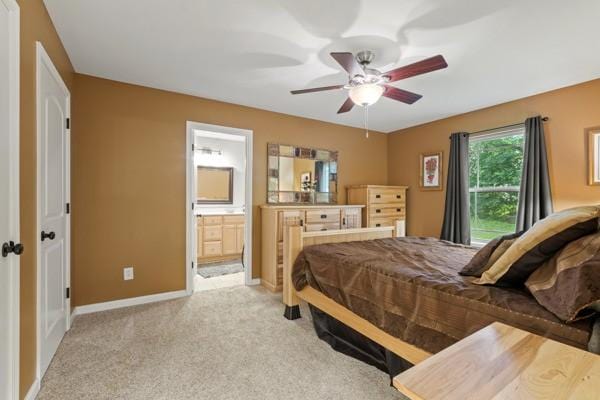 414 Grace St, Springfield, TN 37172 - bedroom featuring light colored carpet, connected bathroom, and ceiling fan