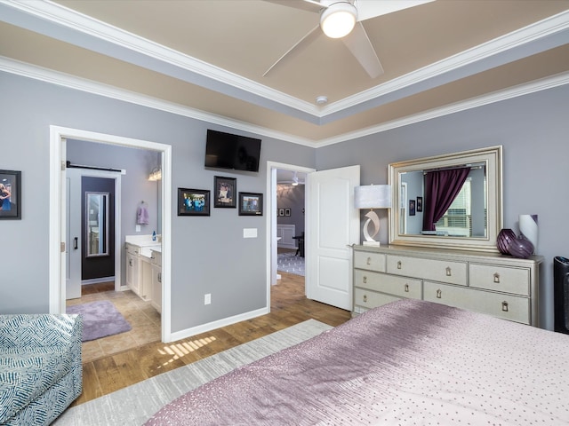 141 Tipton Pass, Spring Hill, TN 37174 - bedroom with light wood-style flooring, ornamental molding, and a ceiling fan