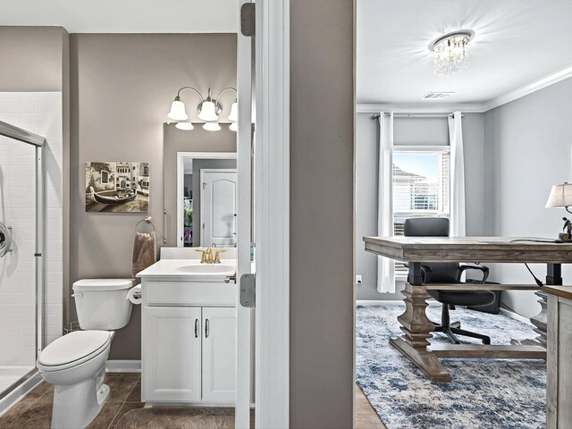 141 Tipton Pass, Spring Hill, TN 37174 - full bathroom with a shower stall, vanity, and a chandelier