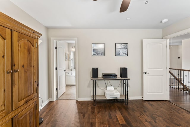 2188 Capistrano Way, Nolensville, TN 37135 - office featuring a ceiling fan and dark wood-style floors