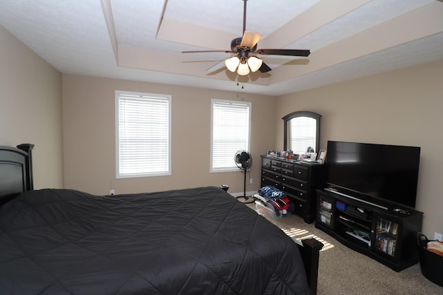 120 Mai Ridge Ln, Lafayette, TN 37083 - bedroom featuring carpet, a tray ceiling, and a ceiling fan
