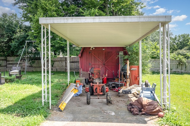 1211 Haber Dr, Brentwood, TN 37027 - fenced backyard featuring a storage unit and view of scattered trees