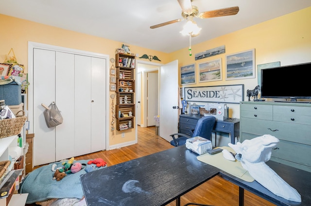 1211 Haber Dr, Brentwood, TN 37027 - home office with a ceiling fan and wood finished floors