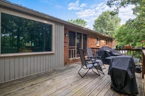 101 Cedar Hill Dr, Waverly, TN 37185 - wooden terrace with a grill