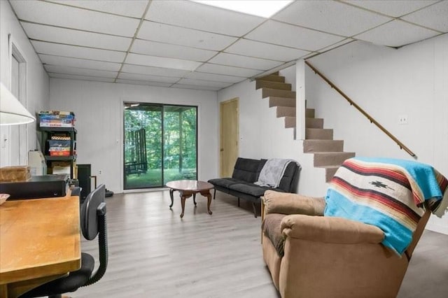 101 Cedar Hill Dr, Waverly, TN 37185 - living room with a drop ceiling, wood finished floors, and stairs