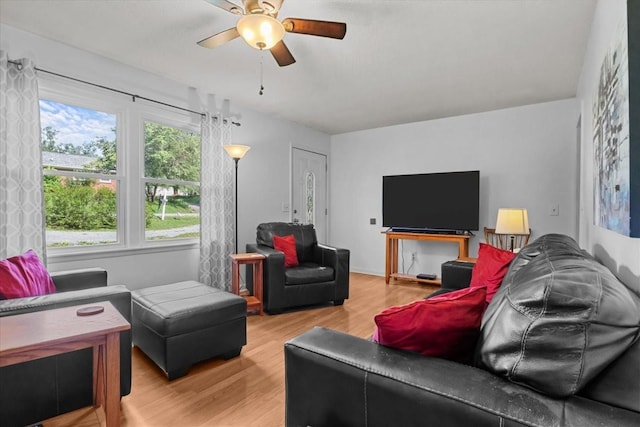 101 Cedar Hill Dr, Waverly, TN 37185 - living room featuring a ceiling fan and light wood-style floors