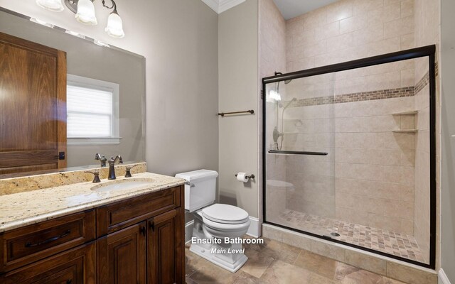 11 Saint Nicholas Way, Signal Mountain, TN 37377 - full bathroom with vanity, a shower stall, and crown molding