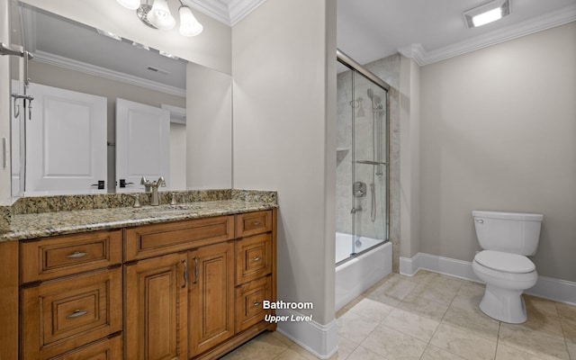 11 Saint Nicholas Way, Signal Mountain, TN 37377 - full bathroom with vanity, ornamental molding, and shower / bath combination with glass door