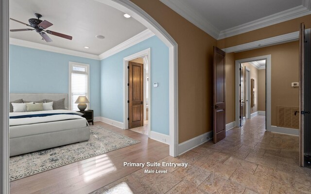 11 Saint Nicholas Way, Signal Mountain, TN 37377 - bedroom with arched walkways, ornamental molding, recessed lighting, and connected bathroom