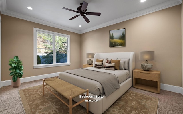 11 Saint Nicholas Way, Signal Mountain, TN 37377 - carpeted bedroom featuring recessed lighting and ornamental molding