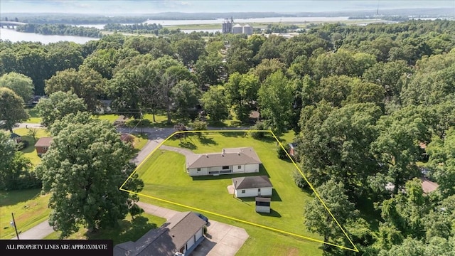 215 Sunset Dr, New Johnsonville, TN 37134 - aerial view of property's location with property boundaries highlighted and a nearby body of water