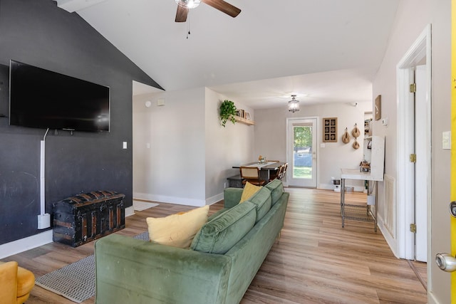 614 Joshua Dr, Clarksville, TN 37042 - living area with light wood-type flooring, a ceiling fan, and lofted ceiling