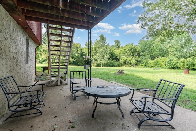 1205 Bloom Landing Rd, Charlotte, TN 37036 - view of patio / terrace with stairs and a wooded view