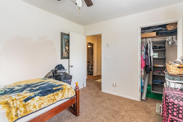 1205 Bloom Landing Rd, Charlotte, TN 37036 - bedroom with carpet floors, a closet, and ceiling fan