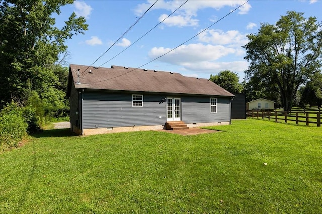 7173 New Hope Rd, Fairview, TN 37062 - back of house with entry steps, french doors, crawl space, and a shingled roof