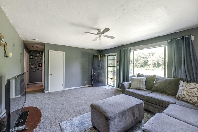 1532 Santa Fe Pike, Columbia, TN 38401 - carpeted living area featuring plenty of natural light, a ceiling fan, and a textured ceiling