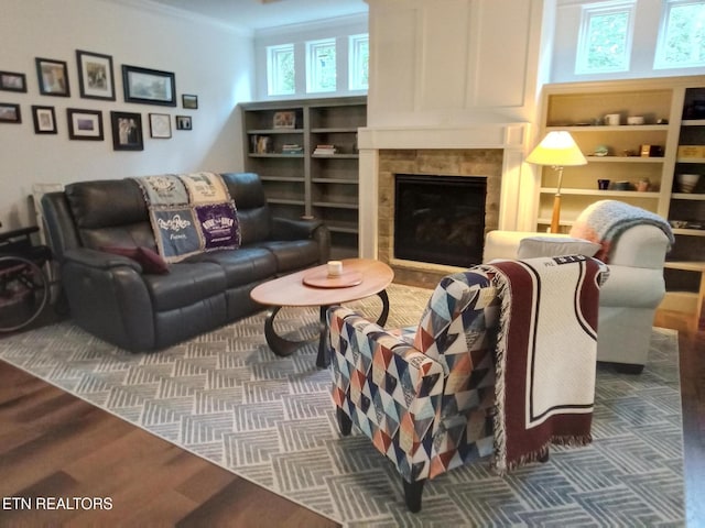 115 Bent Oak Ter, Crossville, TN 38558 - living room with a tile fireplace and crown molding