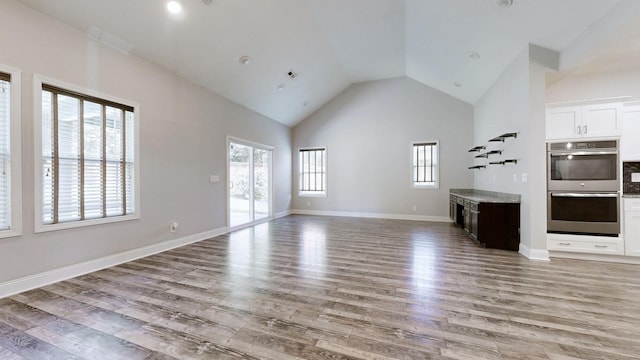 1012 Michaela Cir, Clarksville, TN 37043 - unfurnished living room featuring plenty of natural light, light wood-type flooring, and high vaulted ceiling