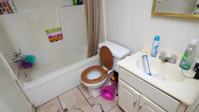 606 E Church St, Kenton, TN 38233 - full bath with vanity, shower / bath combo, and tile patterned floors