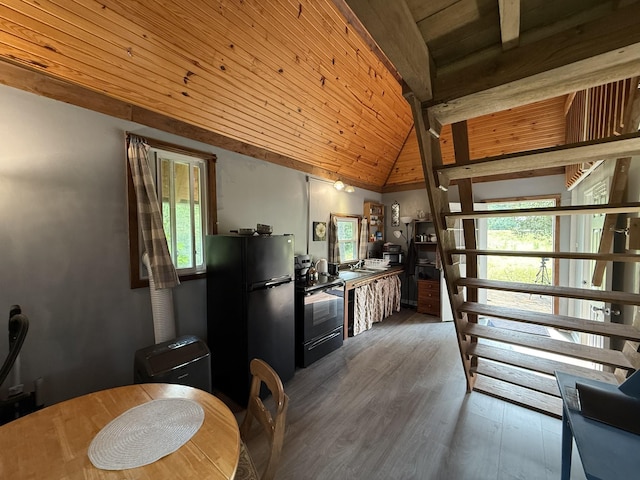 170 Webb Rd, Summertown, TN 38483 - dining room with wooden ceiling, healthy amount of natural light, and wood finished floors