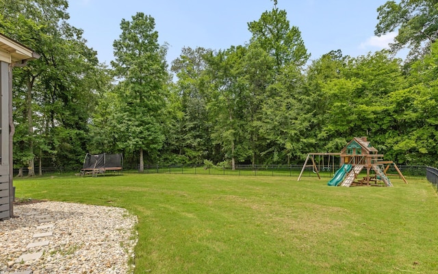 8366 Gracie Mac Ln, Ooltewah, TN 37363 - fenced backyard with a trampoline and a playground
