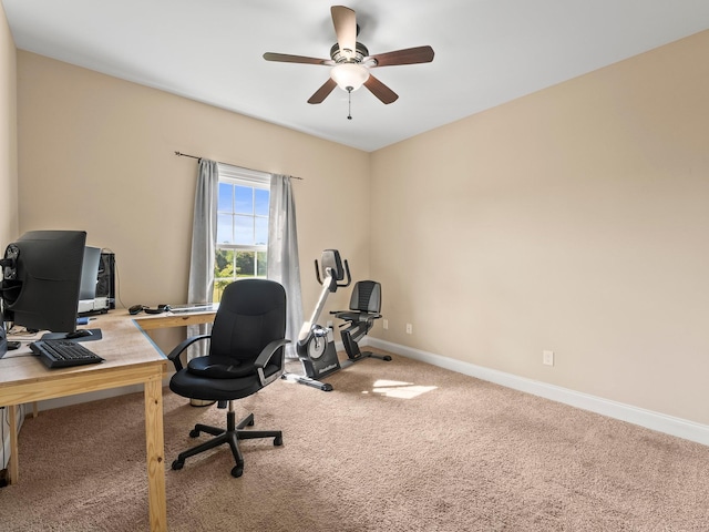 8300 Aedc Rd, Estill Springs, TN 37330 - carpeted home office featuring a ceiling fan and baseboards