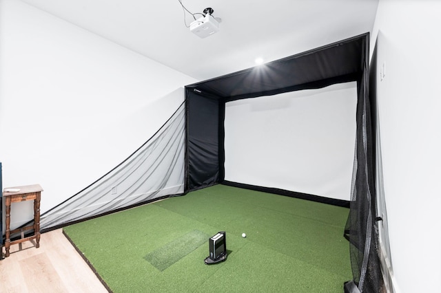 1526 Lipscomb Dr, Brentwood, TN 37027 - recreation room featuring golf simulator and wood finished floors