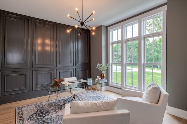1526 Lipscomb Dr, Brentwood, TN 37027 - office area with a chandelier and light wood finished floors
