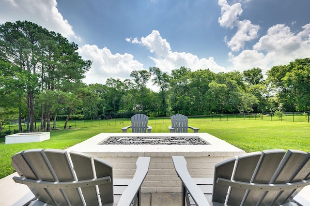 1526 Lipscomb Dr, Brentwood, TN 37027 - view of patio / terrace with a fire pit and view of scattered trees