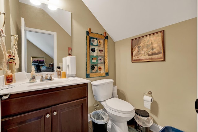 7003 Neville Dr, Ooltewah, TN 37363 - half bathroom with vaulted ceiling and vanity