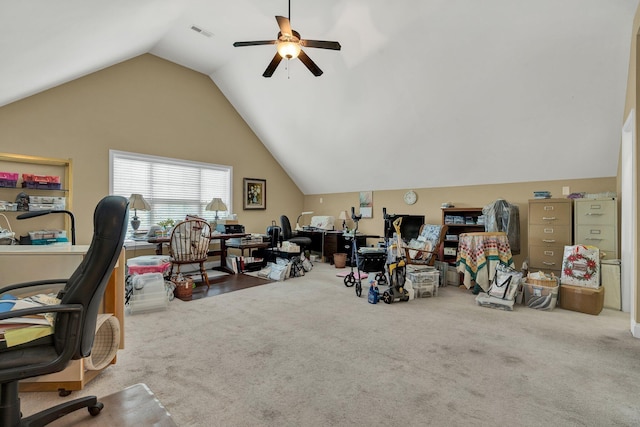 7003 Neville Dr, Ooltewah, TN 37363 - carpeted office space featuring vaulted ceiling and ceiling fan