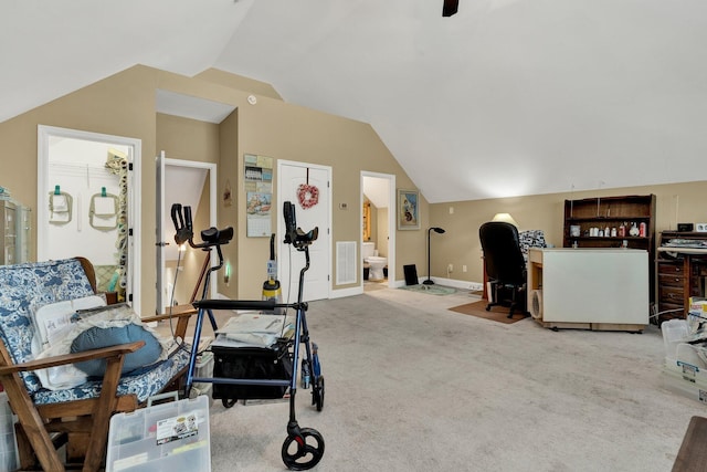 7003 Neville Dr, Ooltewah, TN 37363 - exercise room with vaulted ceiling and carpet flooring
