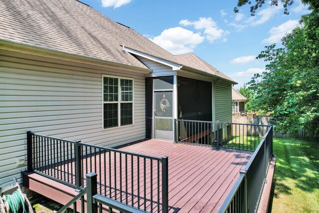 7003 Neville Dr, Ooltewah, TN 37363 - wooden terrace with a sunroom