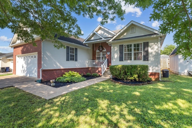 1902 Vicksburg Cir, Columbia, TN 38401 - view of front facade featuring an attached garage, covered porch, brick siding, and a front lawn