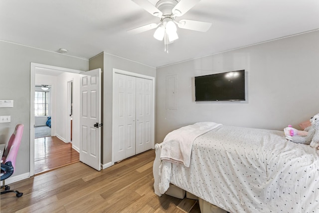1902 Vicksburg Cir, Columbia, TN 38401 - bedroom featuring light wood-style floors, a ceiling fan, and a closet
