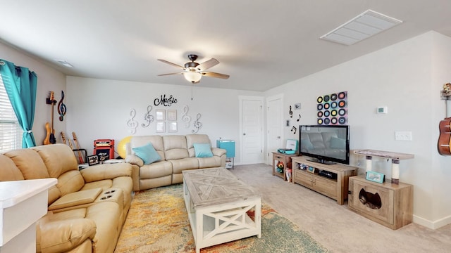 308 Whisper Wood Way, Lebanon, TN 37087 - living room with light colored carpet and ceiling fan