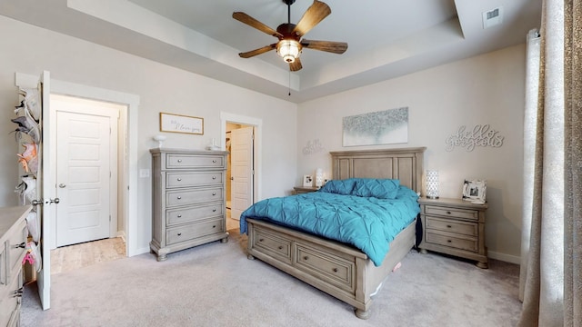 308 Whisper Wood Way, Lebanon, TN 37087 - bedroom with a raised ceiling, light colored carpet, and ceiling fan