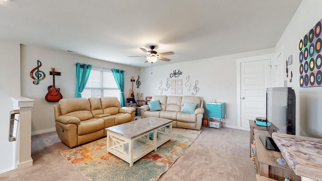 308 Whisper Wood Way, Lebanon, TN 37087 - carpeted living area with a ceiling fan and baseboards