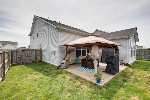 308 Whisper Wood Way, Lebanon, TN 37087 - back of property featuring an outdoor living space, a gazebo, a patio, a fenced backyard, and a gate