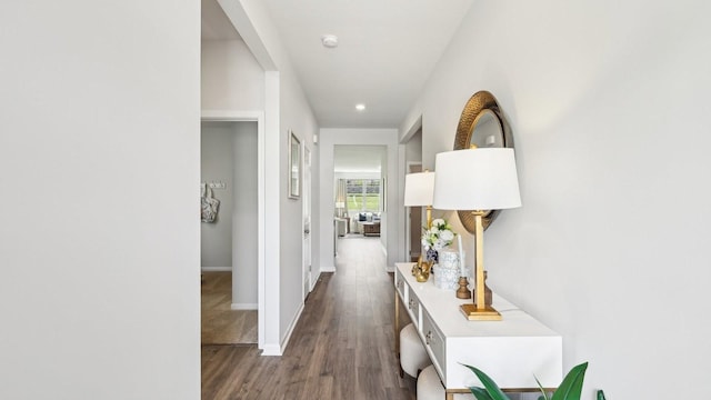 99 Hartmann Crossing Dr, Lebanon, TN 37087 - corridor featuring dark wood-style floors and recessed lighting